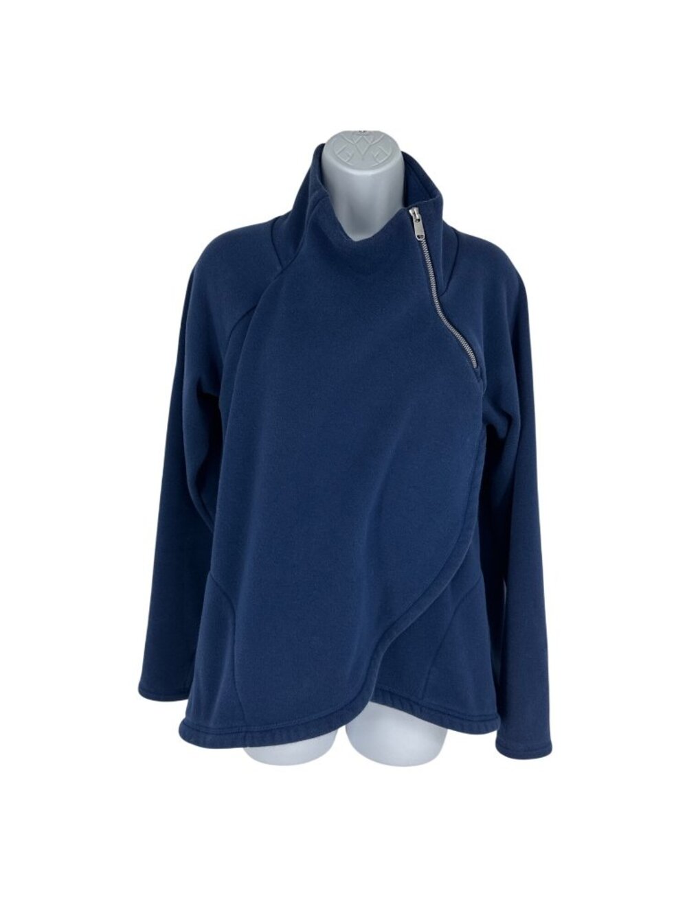 Athleta Cozy Karma Asymmetrical Fleece Lined Blue Pullover Sweatshirt Size S